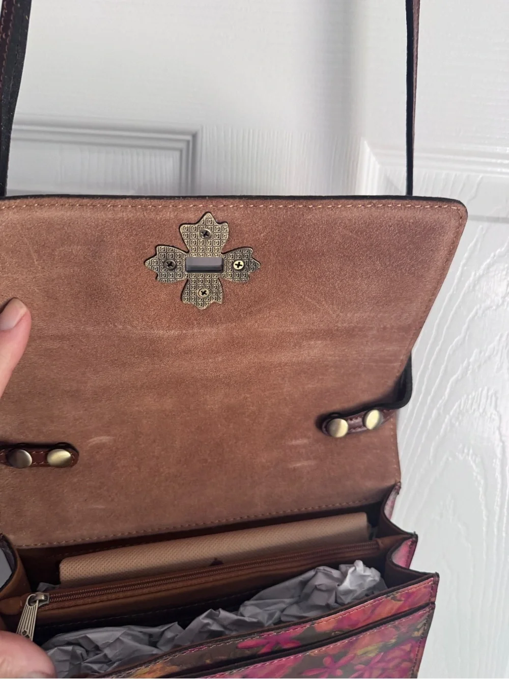 🆕 Patricia Nash Leather Crossbody Floral Oil Painting Consilina Purse - Picture 12 of 14